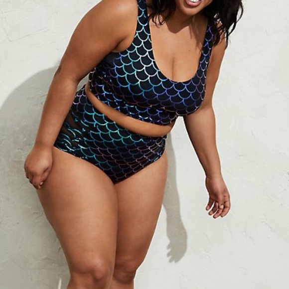torrid Other - Torrid Black Iridescent purple/turquoise Mermaid Scale Bikini  Swimsuit SET 1X